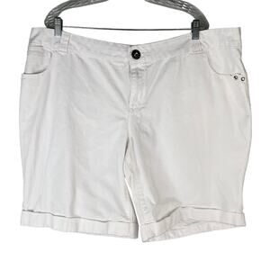 Metro7 Woman Denim Bermuda Shorts 22W White New